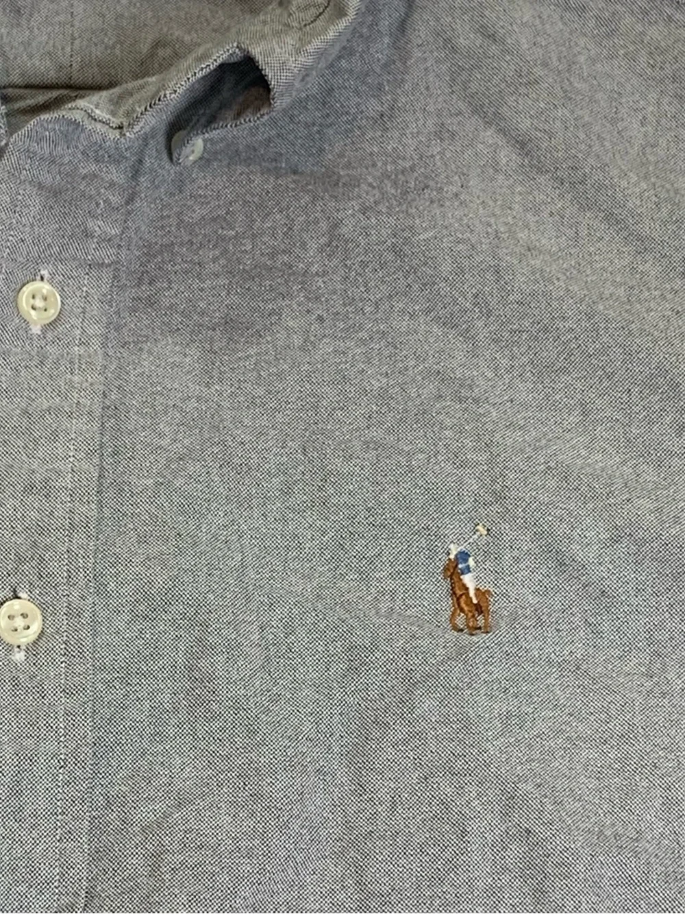 Ralph Lauren Men’s M Gray Oxford Cotton Button Down Multicolor Pony Shirt